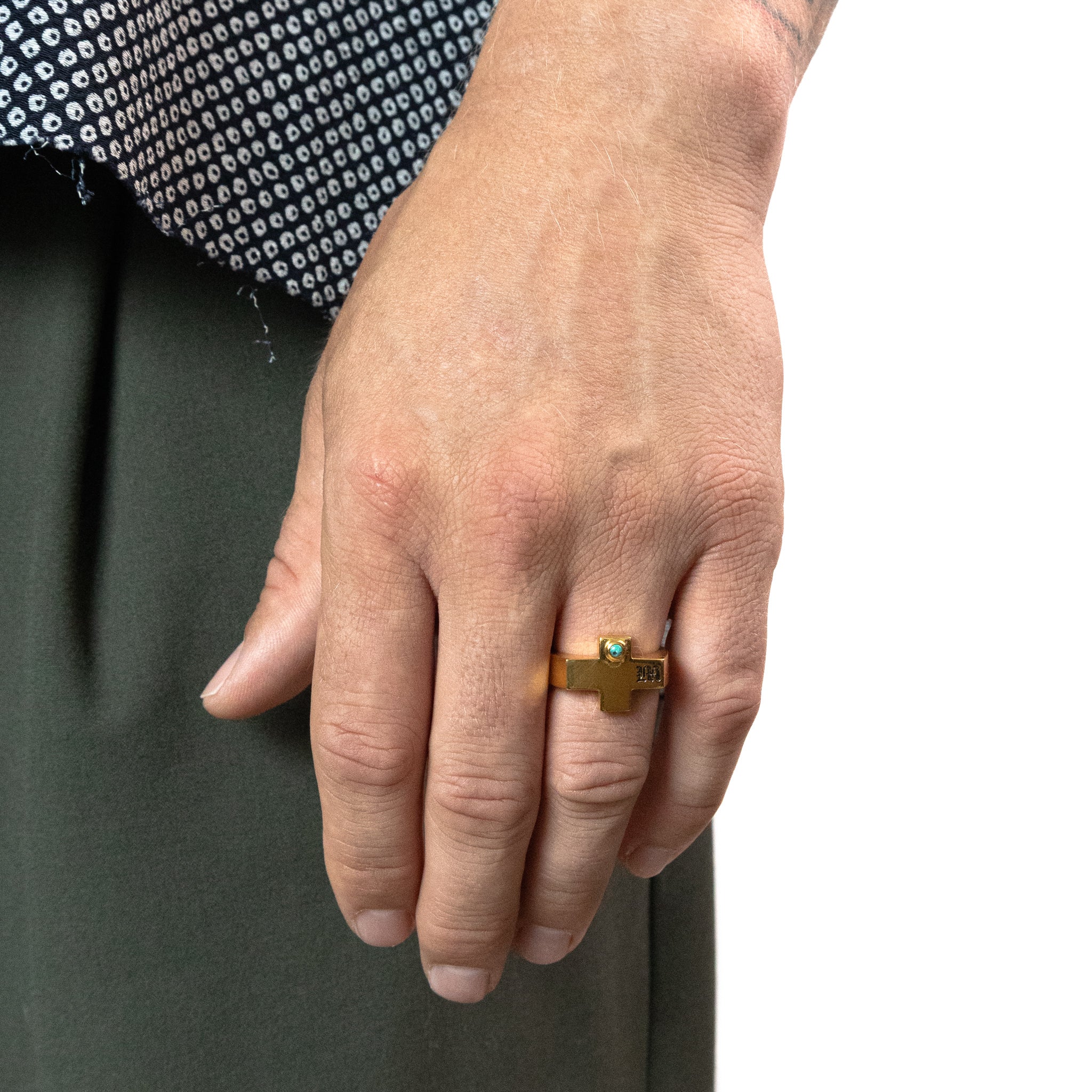 Cross Signet (14K Gold/Turquoise) - Image 2