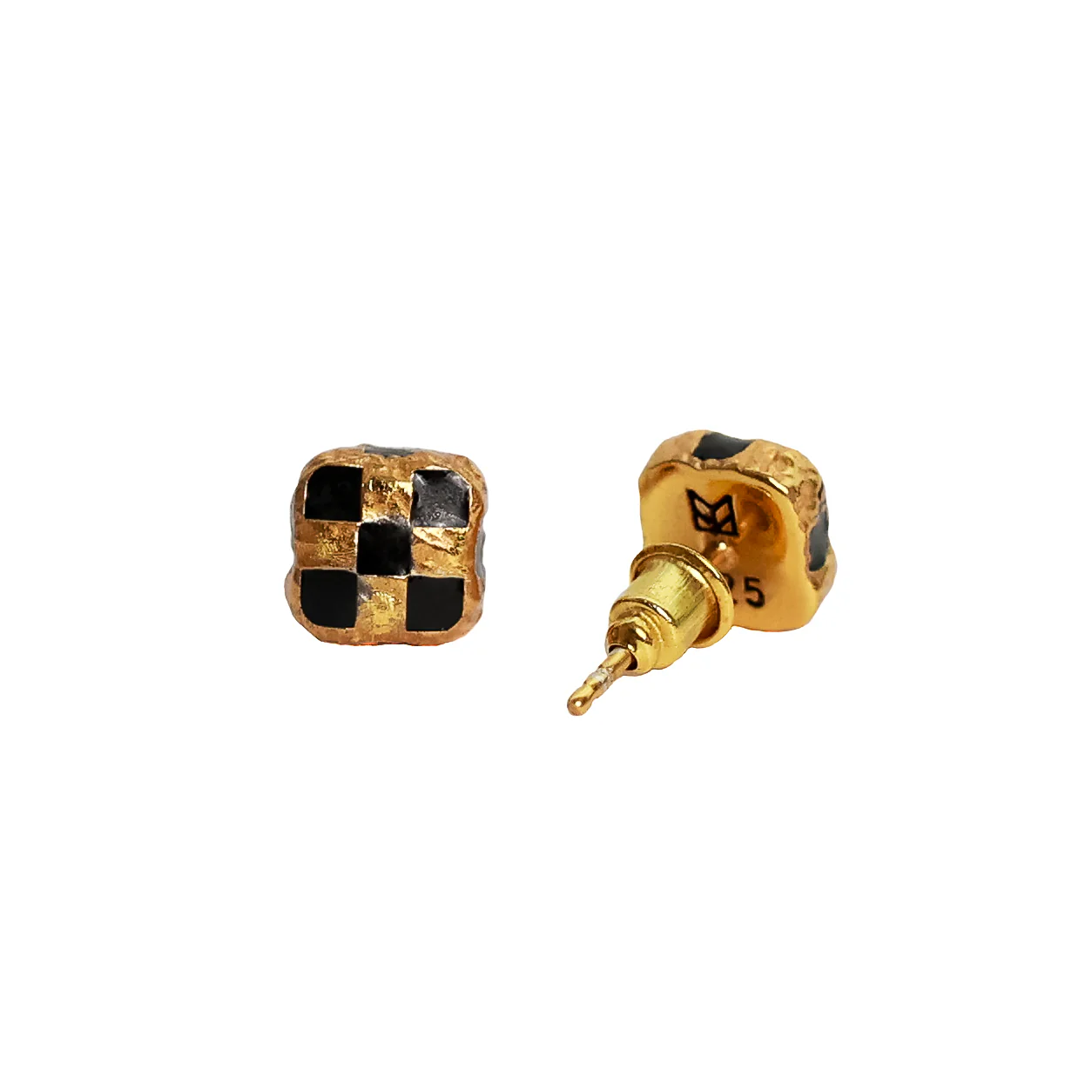 Davie Earrings (14K Gold/Black Resin) - Image 3
