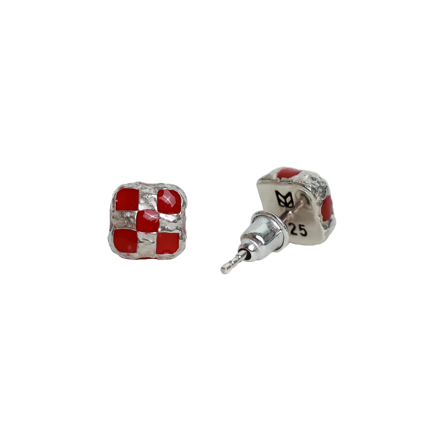Davie Earrings (Silver 925/Red Resin) - Image 3
