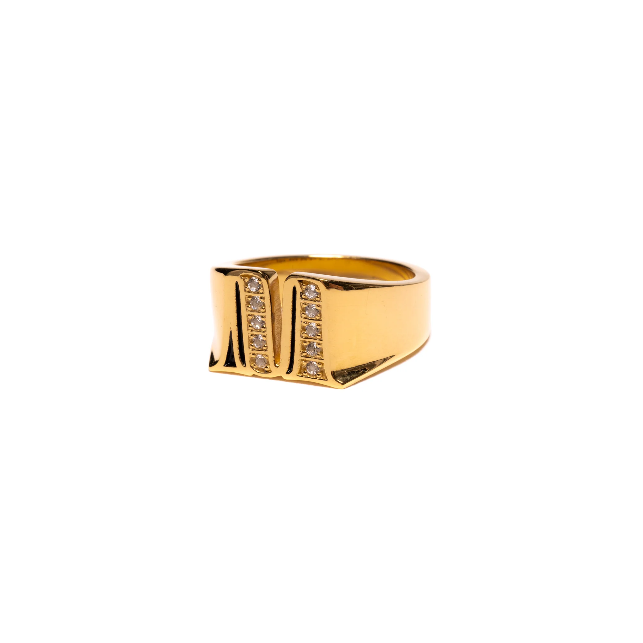 M Signet Ring (14K Gold/Topaz) - Image 3