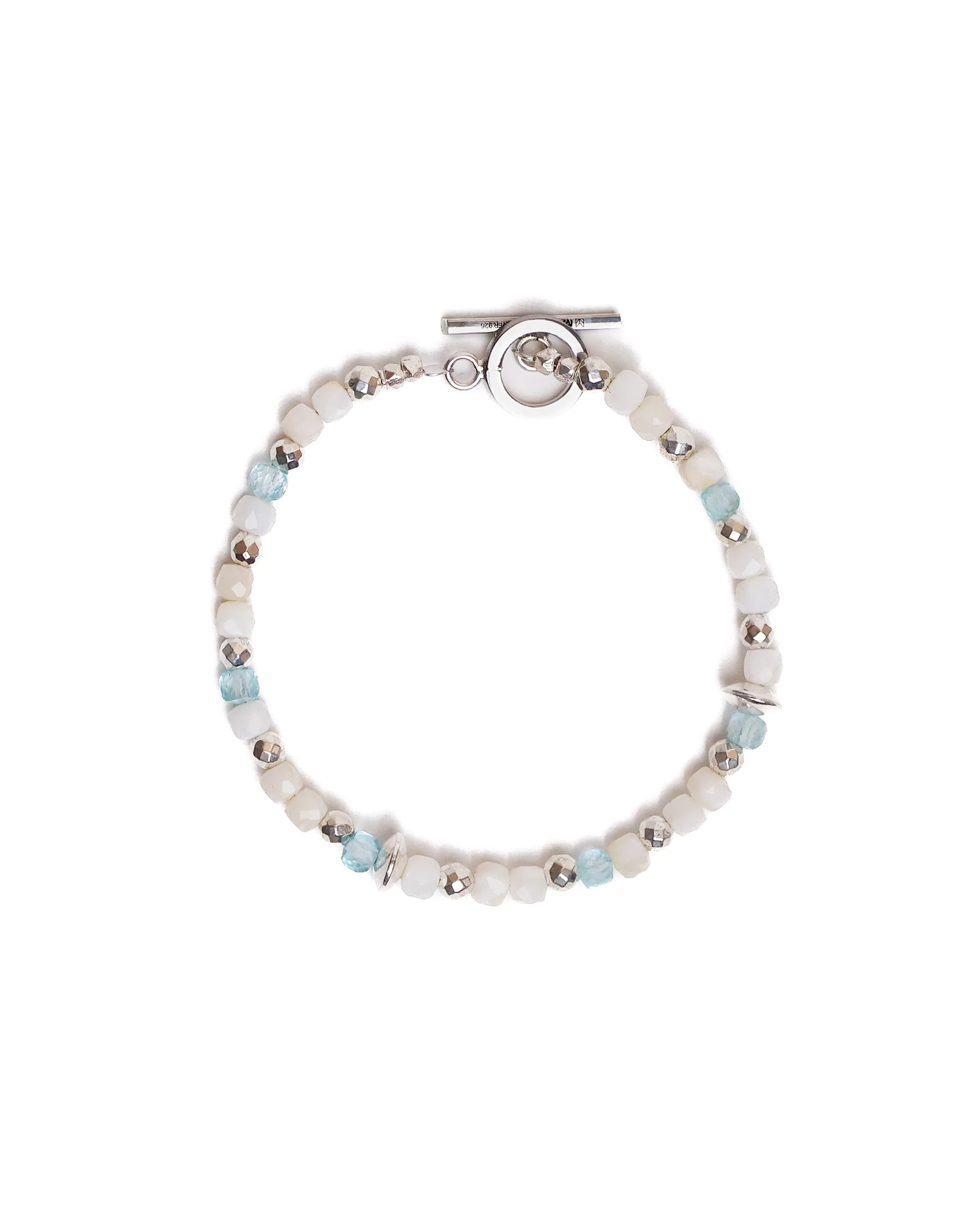 Madina Beaded Bracelet (Silver 925/Off White)