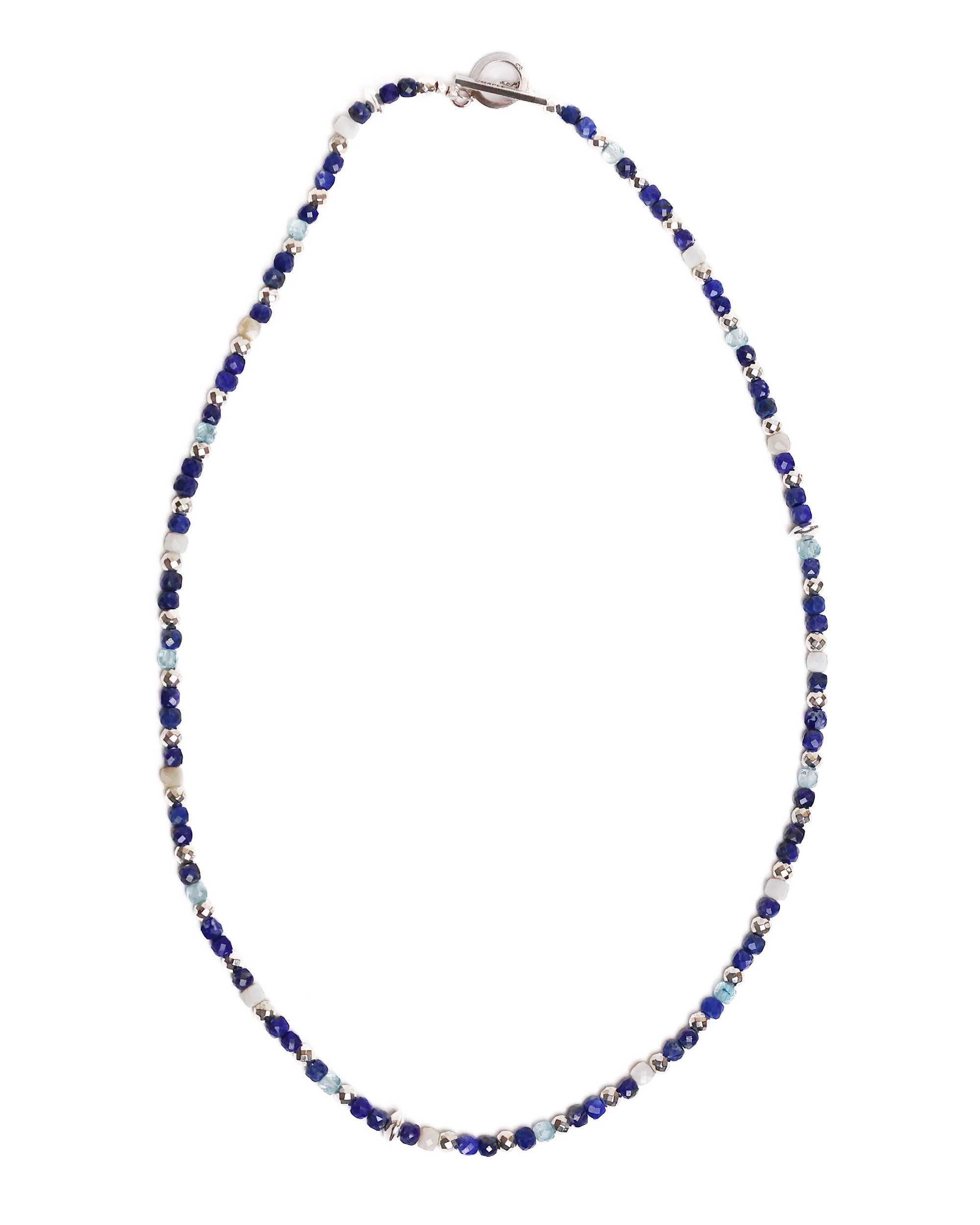 Madina Beaded Necklace (Silver 925/Navy)
