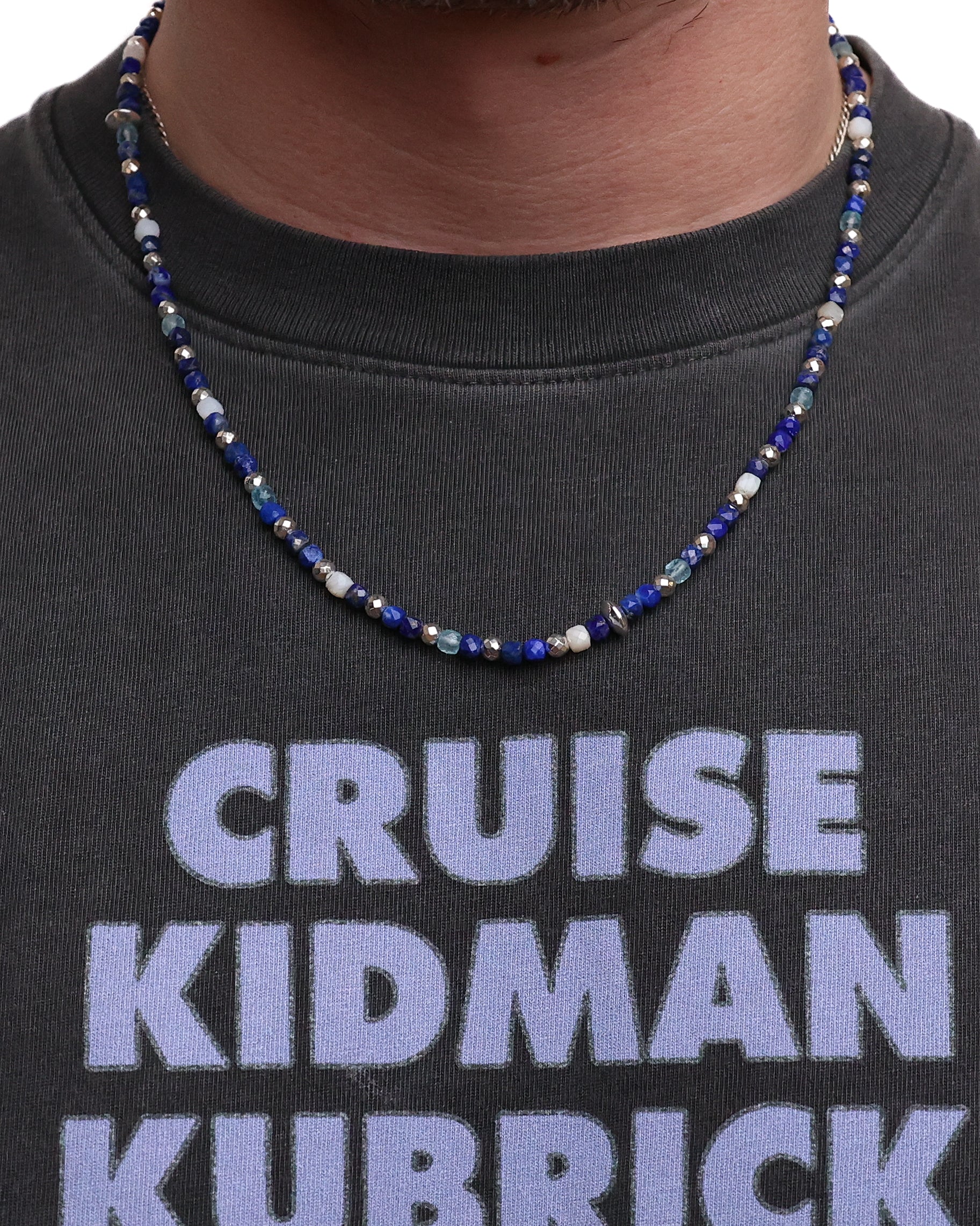 Madina Beaded Necklace (Silver 925/Navy) - Image 2