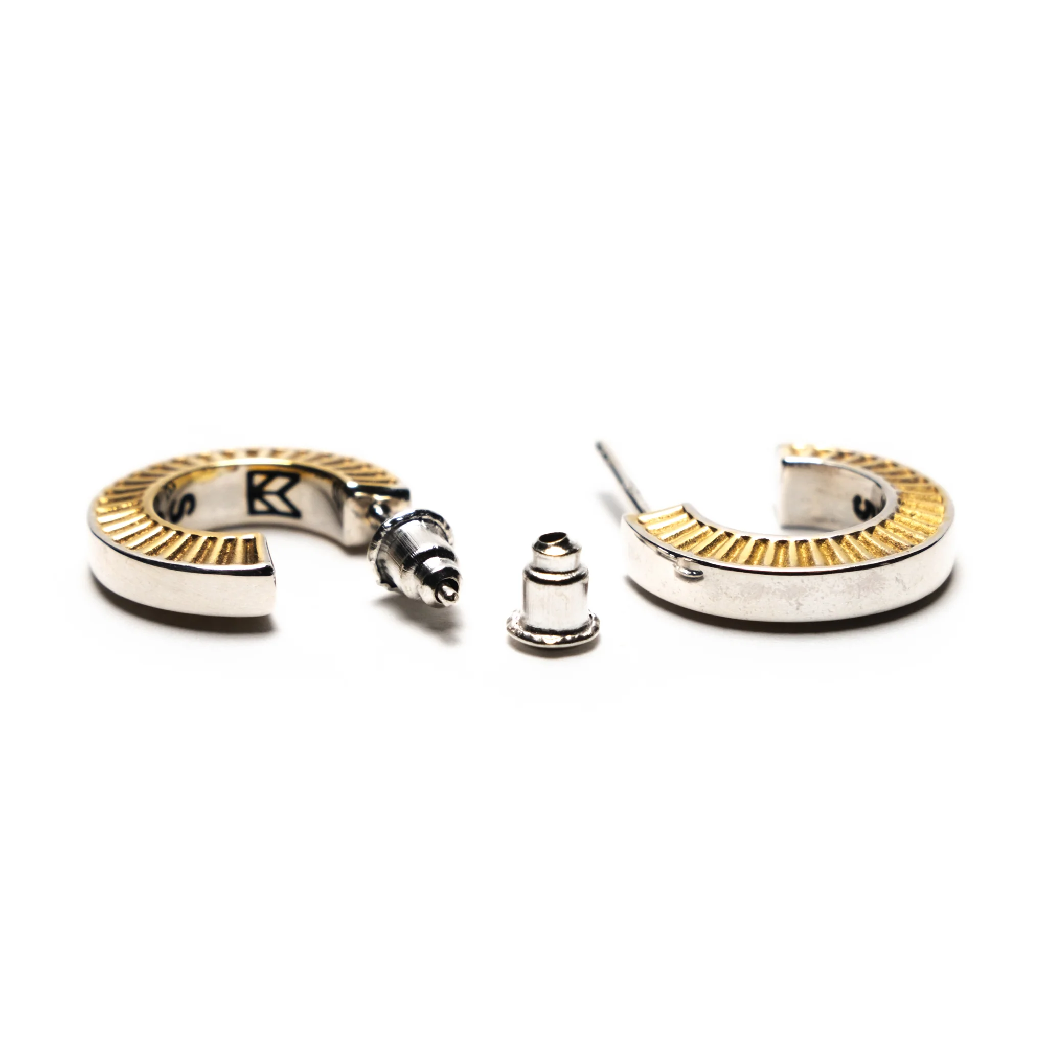 Two Tone Earrings (Silver 925/14K Gold) - Image 3