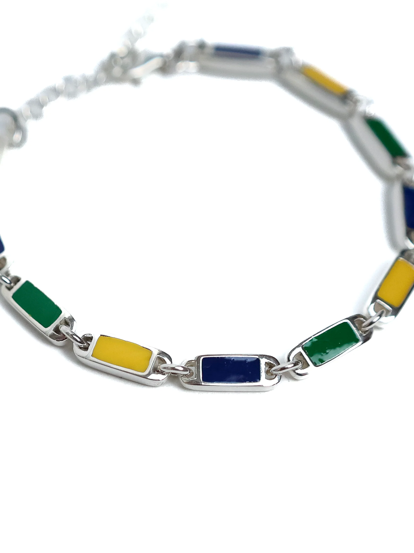 Poncho Bracelet (Silver 925/Navy/Yellow/Green) - Image 3