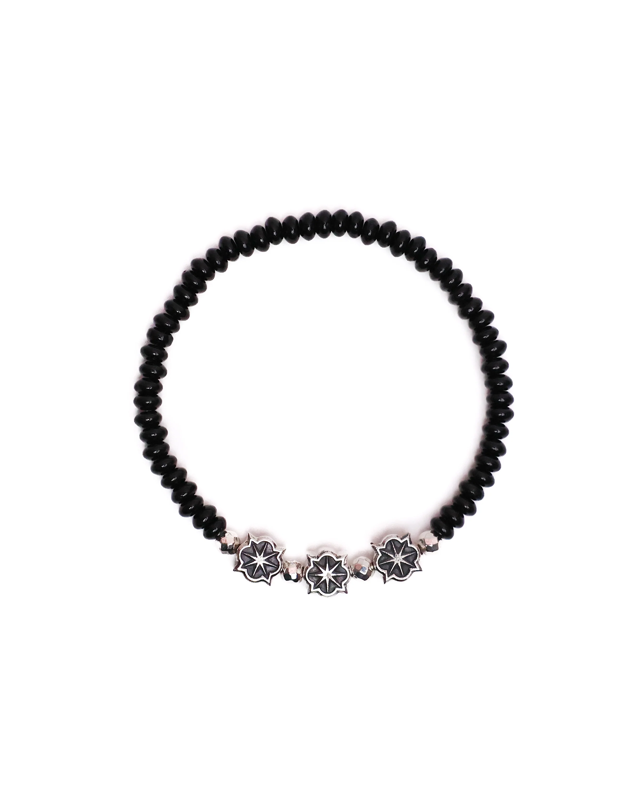 Rose Star Beaded Bracelet (Silver 925/Black Onyx)