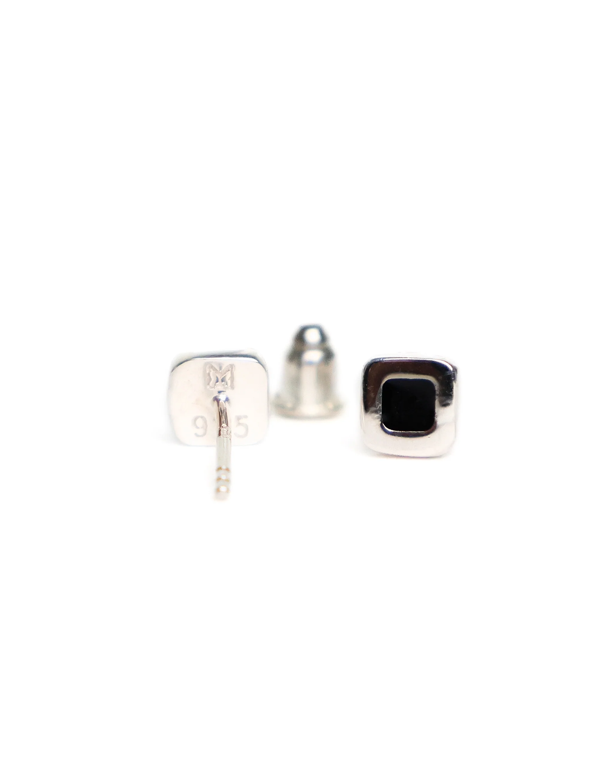 Sylvester Stud Earrings (Silver 925/Black Resin) - Image 2