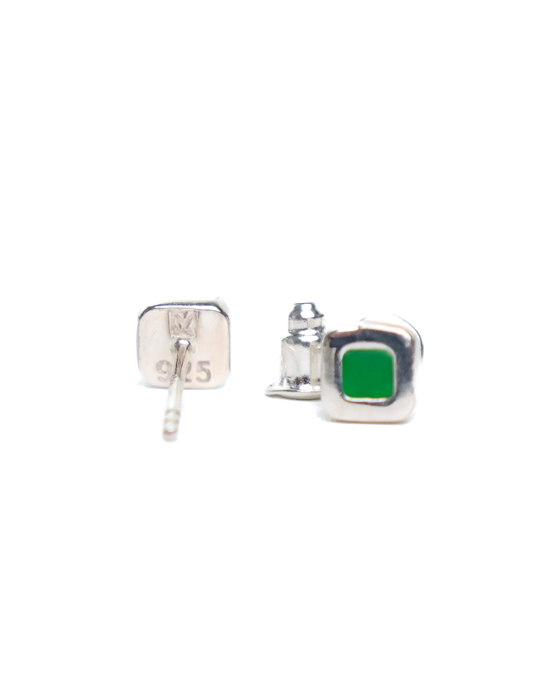 Sylvester Stud Earrings (Silver 925/Green Resin) - Image 2