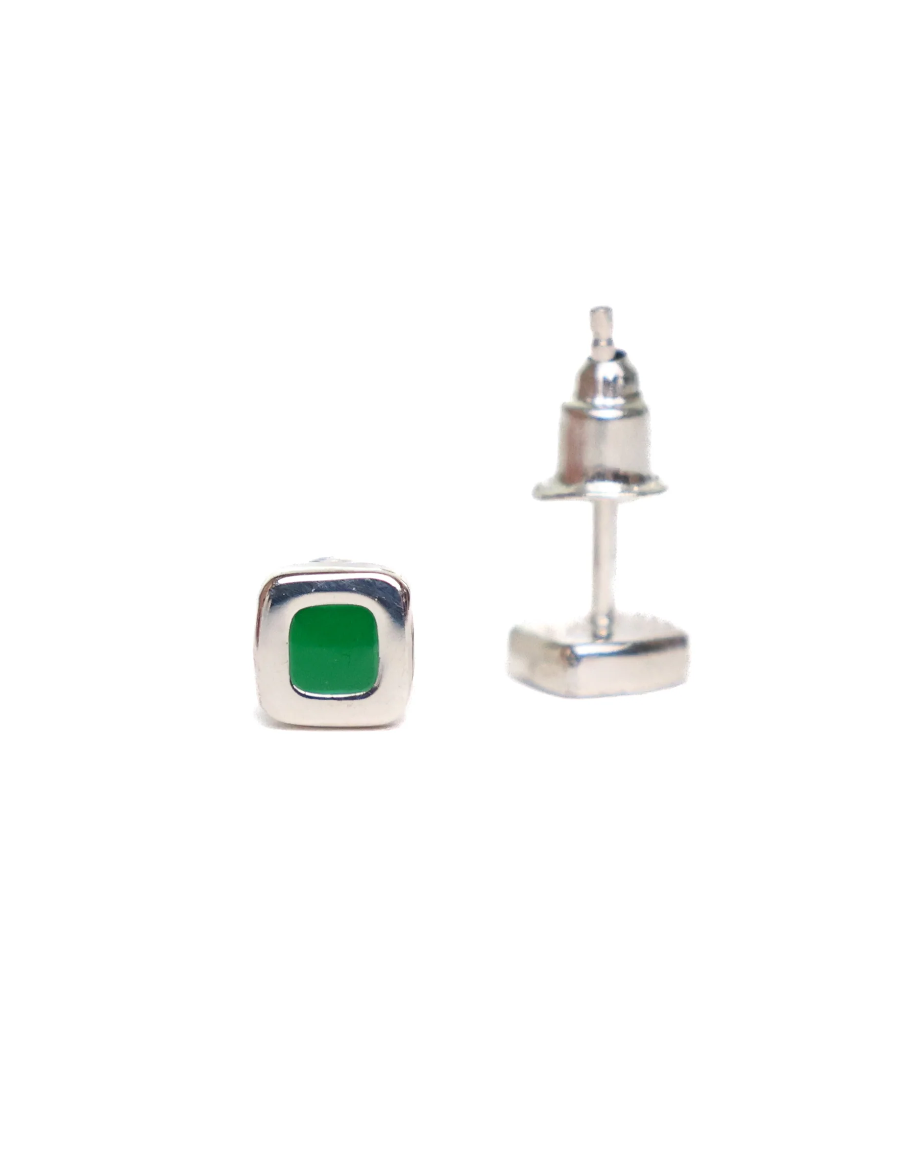 Sylvester Stud Earrings (Silver 925/Green Resin) - Image 3